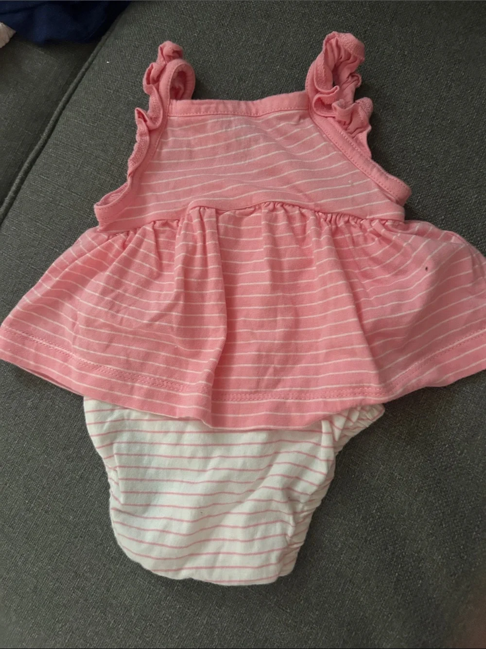 Carter's Pink Striped Ruffle Tank Dress Onesie